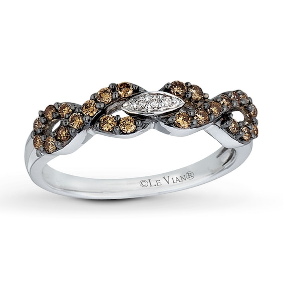 Previously Owned Le Vian Chocolate Diamond Ring 3/8 ct tw Round-cut 14K Vanilla Gold - Size 11.5