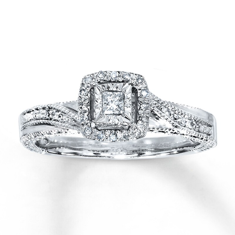 Main Image 1 of Previously Owned Diamond Ring 1/6 ct tw Princess-cut Sterling Silver - Size 9.5