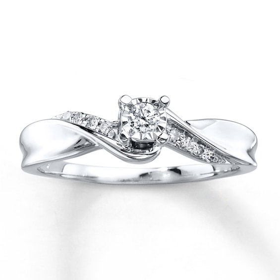 Previously Owned Diamond Promise Ring 1/8 ct tw Round-cut Sterling Silver Size 3.5