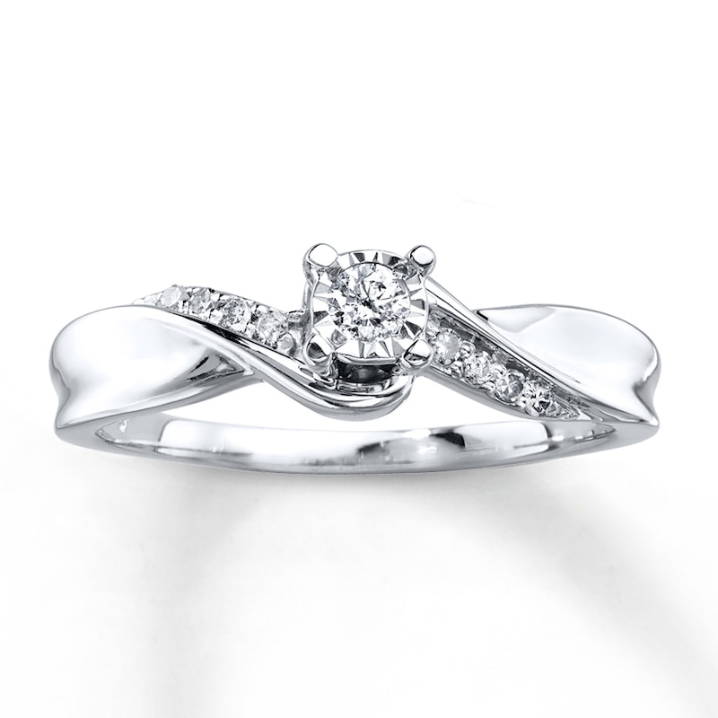 Main Image 1 of Previously Owned Diamond Promise Ring 1/8 ct tw Round-cut Sterling Silver - Size 3.5