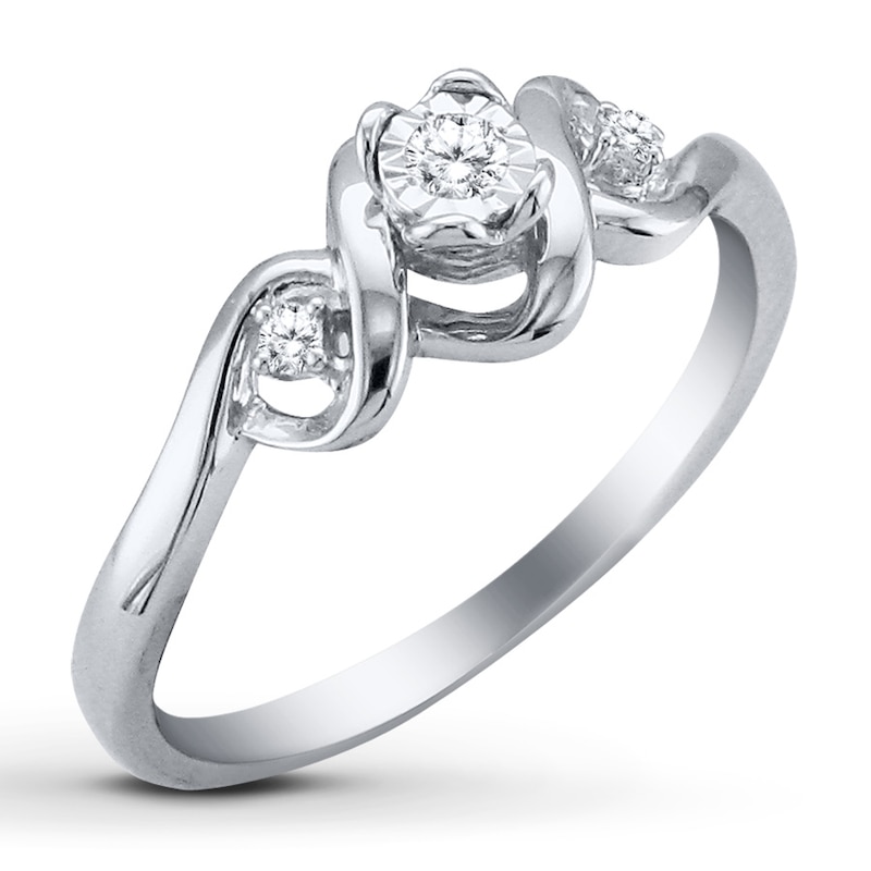 Previously Owned Diamond Promise Ring 1/15 ct tw Round-cut Sterling Silver - Size 4