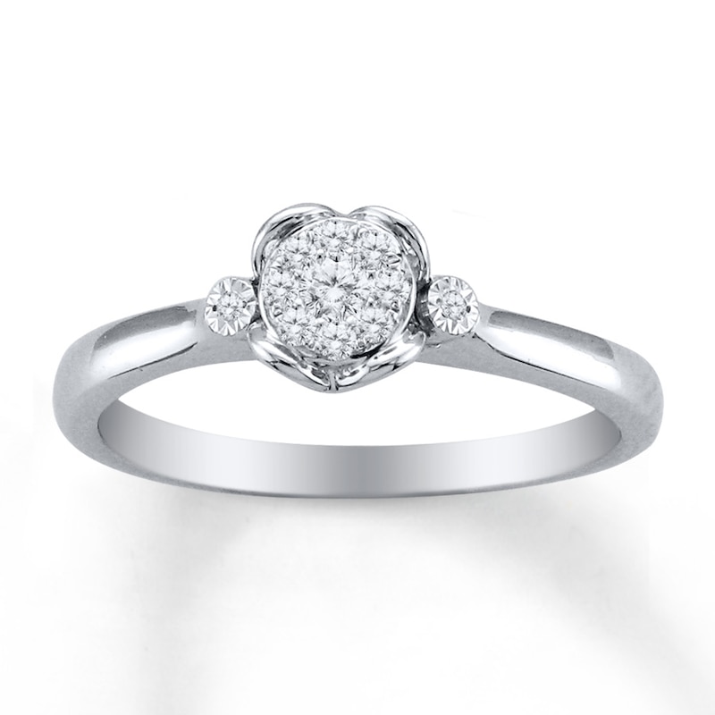 Main Image 1 of Previously Owned Diamond Promise Ring 1/8 ct tw Round-cut Sterling Silver - Size 4.25