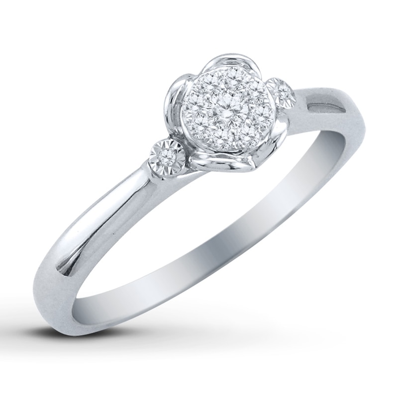 Main Image 2 of Previously Owned Diamond Promise Ring 1/8 ct tw Round-cut Sterling Silver - Size 4.25