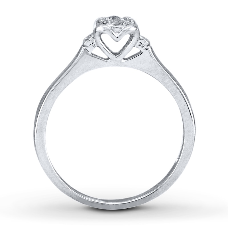Main Image 3 of Previously Owned Diamond Promise Ring 1/8 ct tw Round-cut Sterling Silver - Size 4.25
