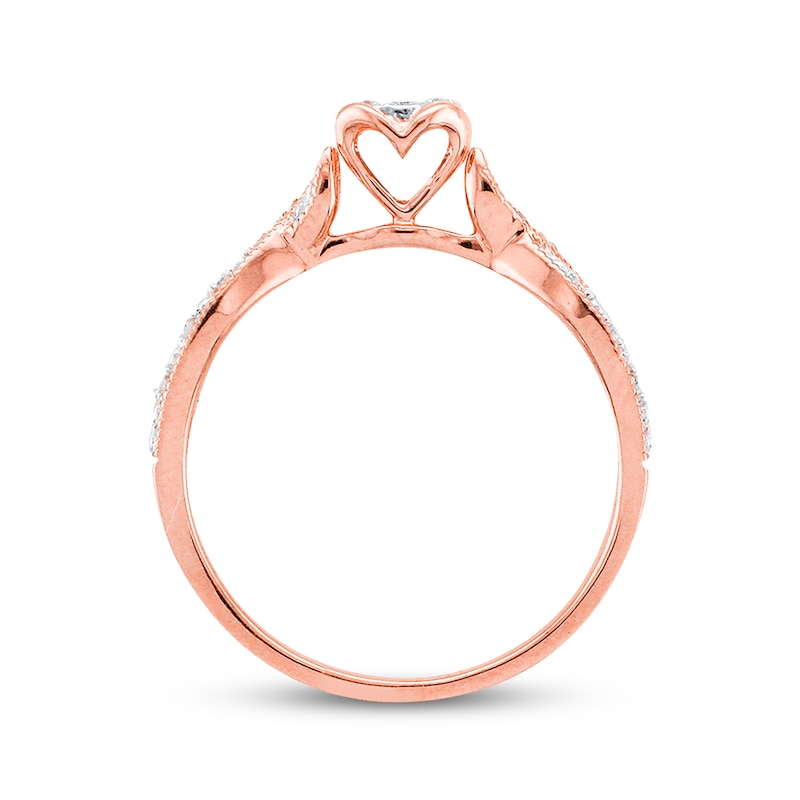 Main Image 3 of Previously Owned Diamond Promise Ring 1/5 ct tw Round-cut 10K Rose Gold - Size 3.5