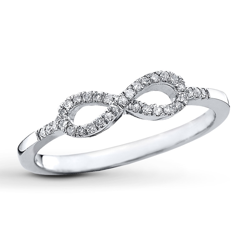 Main Image 1 of Previously Owned Diamond Infinity Ring 1/10 ct tw Round-cut Sterling Silver Size 4