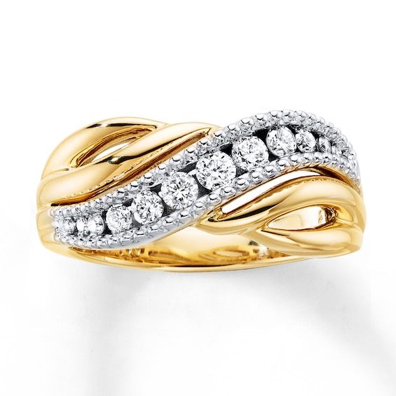 Previously Owned Diamond Anniversary Ring 3/8 ct tw Round-cut 10K Two-Tone Gold Size