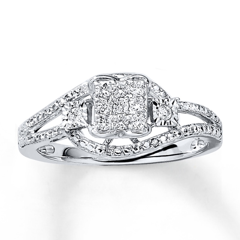 Main Image 1 of Previously Owned Diamond Ring 1/5 ct tw Round-cut 10K White Gold - Size 13.25