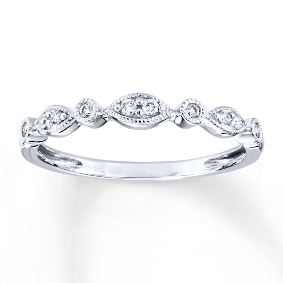 Previously Owned Diamond Anniversary Band 1/10 ct tw Round-cut 10K White Gold Size 9.5