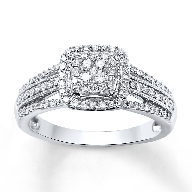 Main Image 1 of Previously Owned Diamond Ring 1/2 ct tw Round-cut 10K White Gold - Size 4.25