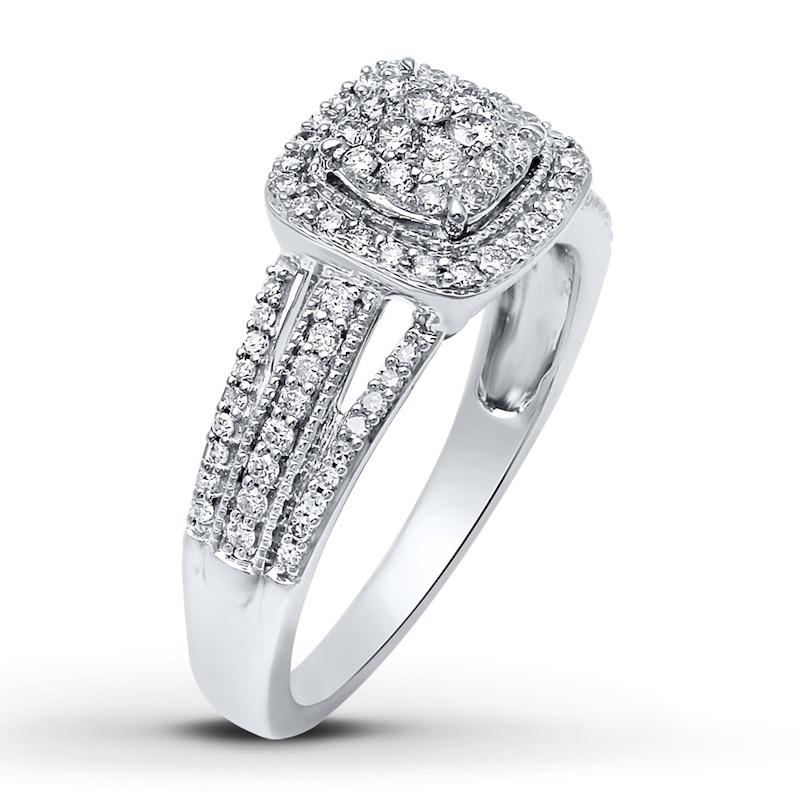 Main Image 2 of Previously Owned Diamond Ring 1/2 ct tw Round-cut 10K White Gold - Size 4.25