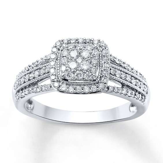 Previously Owned Diamond Ring 1/2 ct tw Round-cut 10K White Gold Size 9.25