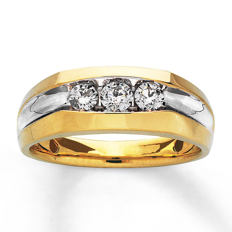 Main Image 1 of Previously Owned Men's Wedding Diamond Band 1/2 ct tw Round-cut 14K Yellow Gold - Size 13.5