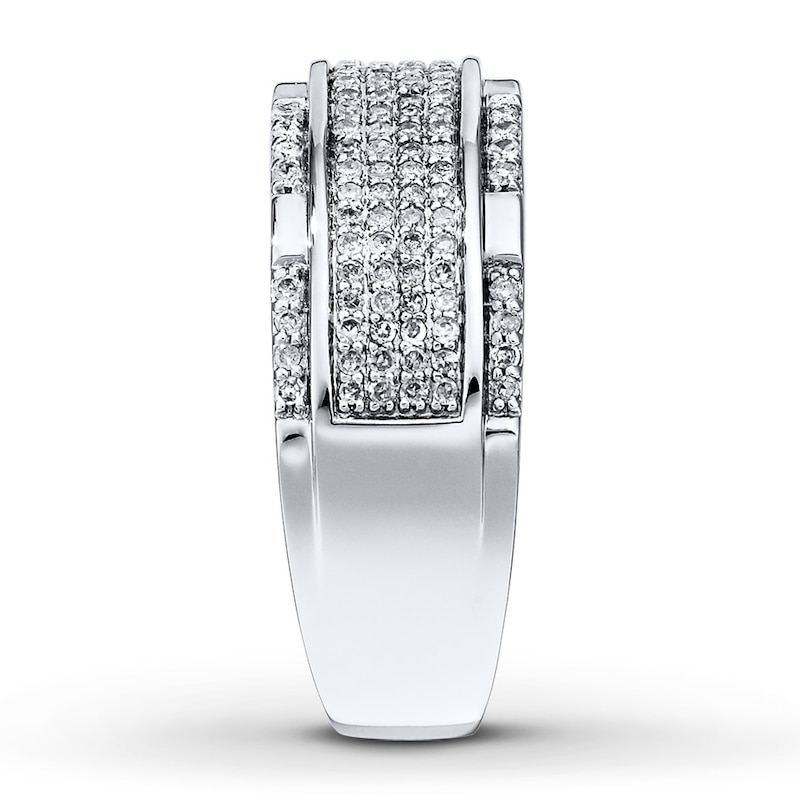 Main Image 3 of Previously Owned Men's Wedding Band 1/2 ct tw Round-cut Diamonds 10K White Gold Size 8