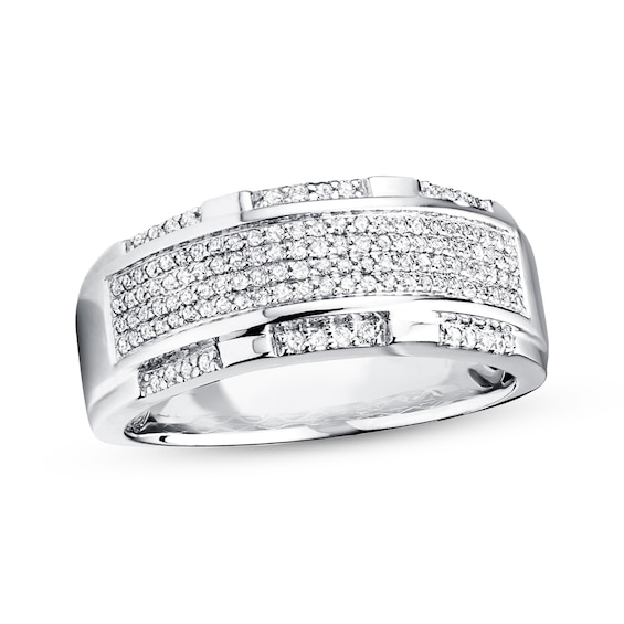 Previously Owned Men's Band 1/2 ct tw Round-cut Diamonds 10K White Gold Size