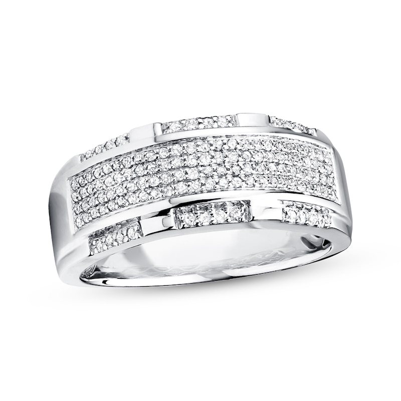 Previously Owned Men's Band 1/2 ct tw Round-cut Diamonds 10K White Gold