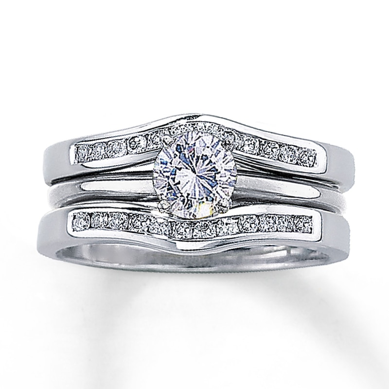 Main Image 3 of Previously Owned Diamond Enhancer Ring 1/4 ct tw Round-cut 14K White Gold - Size 4.5