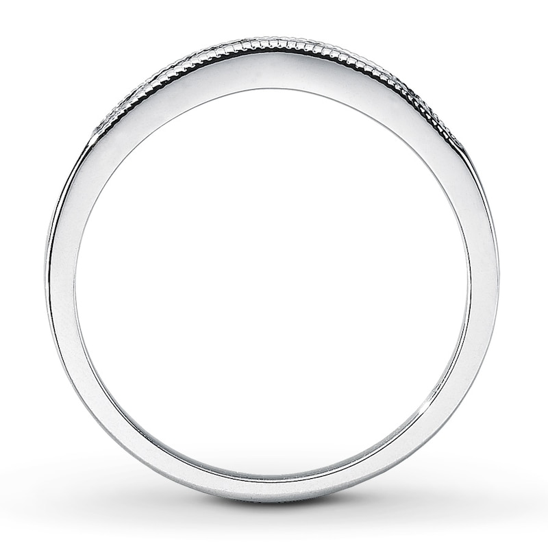 Main Image 2 of Previously Owned Diamond Contour Ring 1/6 ct tw Round-cut 14K White Gold Size 10