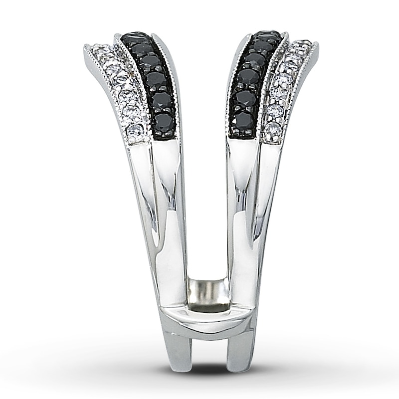 Main Image 3 of Previously Owned Diamond Enhancer Ring 1/2 ct tw Black & White Round-cut 14K White Gold Size 3.75