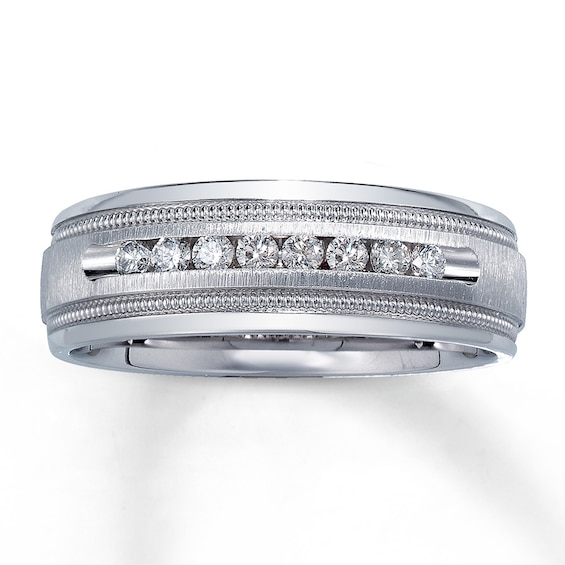 Previously Owned Men's Diamond Band 1/4 ct tw Round-cut 14K White Gold Size 15
