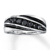 Thumbnail Image 1 of Previously Owned Men's Black Diamond Ring 3/4 ct tw Round-cut 10K White Gold Size 7.5
