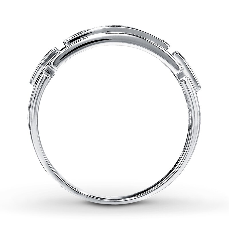 Main Image 2 of Previously Owned Men's 6mm Wedding Ring 1/4 ct tw Round-cut Black Diamonds 10K White Gold Size 7.5