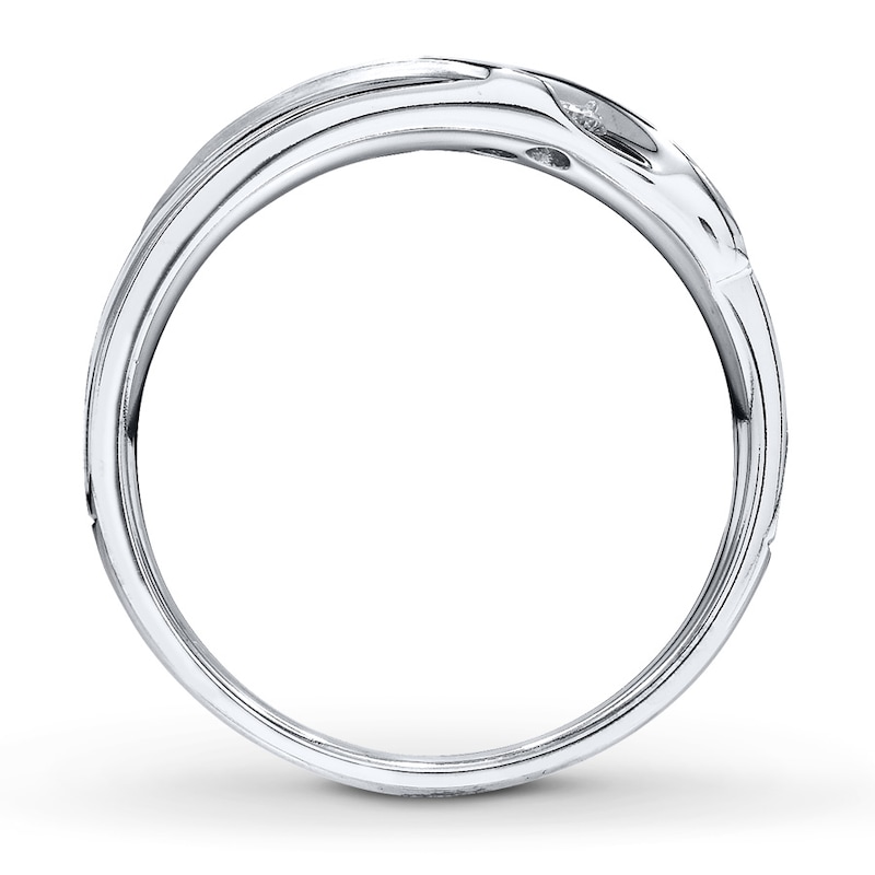 Main Image 2 of Previously Owned Men's Diamond Band 1/4 ct tw Round-cut 10K White Gold Size 12.75