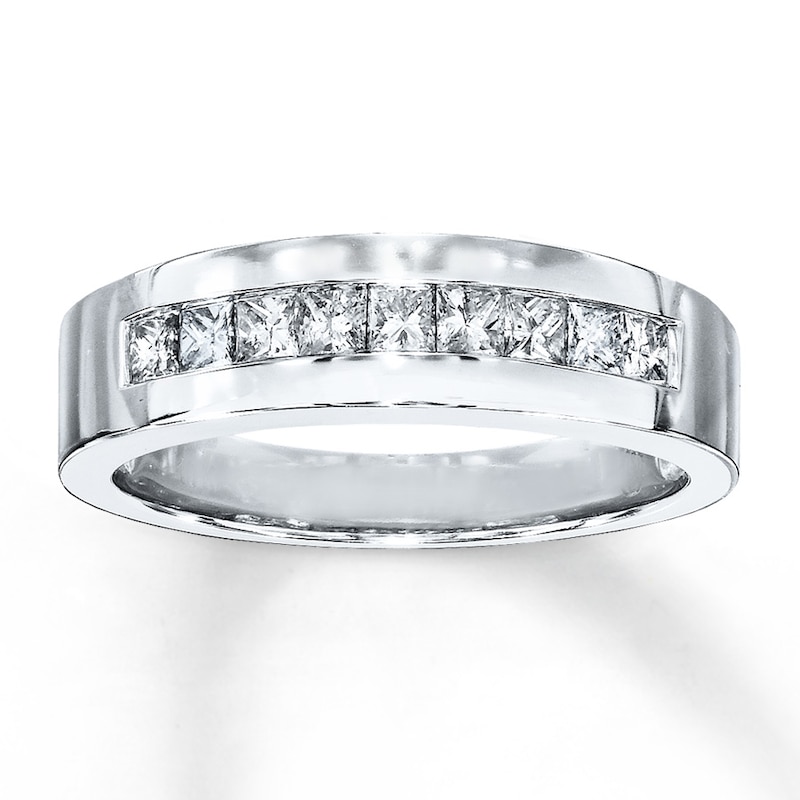 Main Image 1 of Previously Owned Men's Diamond Band 5/8 ct tw Square-Cut 10K White Gold Size 11.75