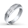 Thumbnail Image 1 of Previously Owned Men's Diamond Wedding Band 1/10 ct tw Round-cut 10K White Gold - Size 13.75