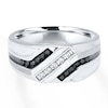 Thumbnail Image 1 of Previously Owned Men's Band 1/4 ct tw Round-cut Black & White Diamonds Sterling Silver - Size 7.75