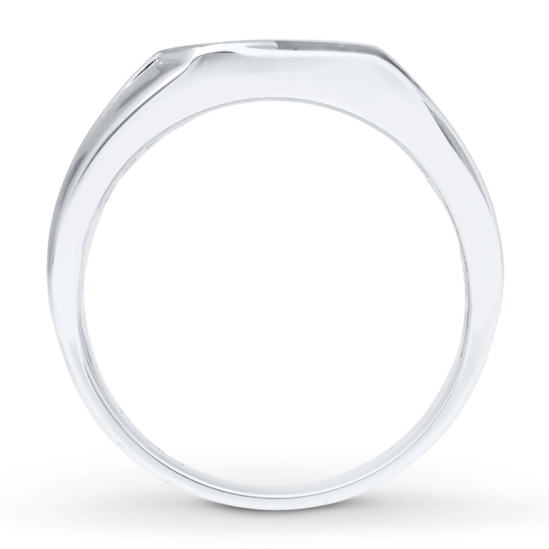 Main Image 2 of Previously Owned Men's Band 1/4 ct tw Round-cut Black & White Diamonds Sterling Silver - Size 7.75