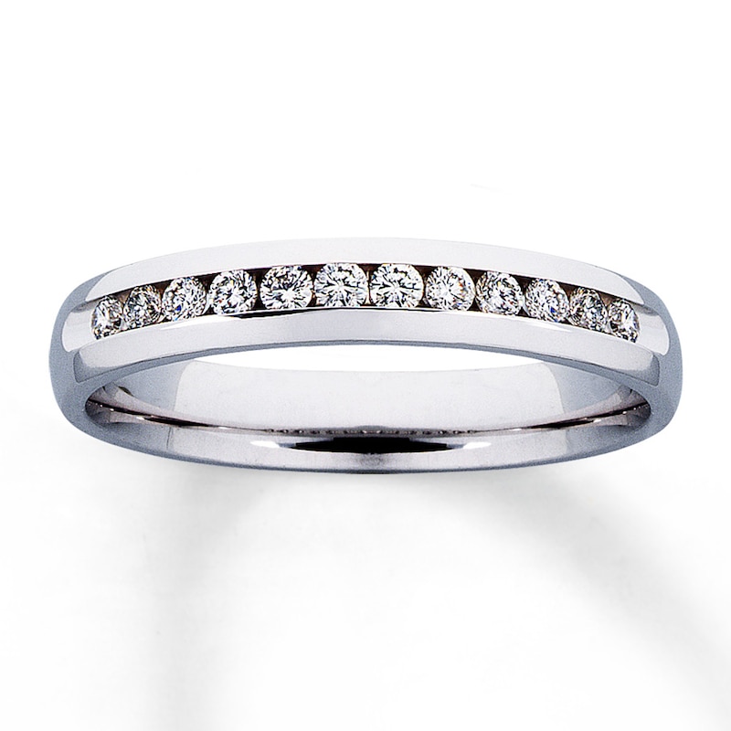 Main Image 1 of Previously Owned Diamond Anniversary Band 1/4 ct tw Round-cut 14K White Gold - Size 13.25