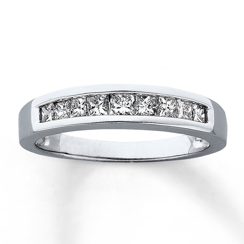 Main Image 1 of Previously Owned Diamond Band 1/2 ct tw Princess-cut 14K White Gold Size 4.5