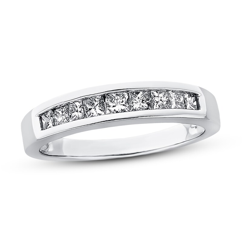 Main Image 1 of Previously Owned Diamond Anniversary Band 1/2 ct tw Princess-cut 14K White Gold - Size 9.5