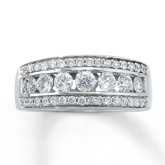 Previously Owned Diamond Anniversary Ring 1 ct tw Round-cut 14K White Gold Size 9.5