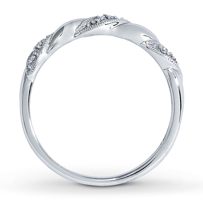 Main Image 2 of Previously Owned Diamond Anniversary Ring 1/20 ct tw Round-cut 10K White Gold Size 9.5