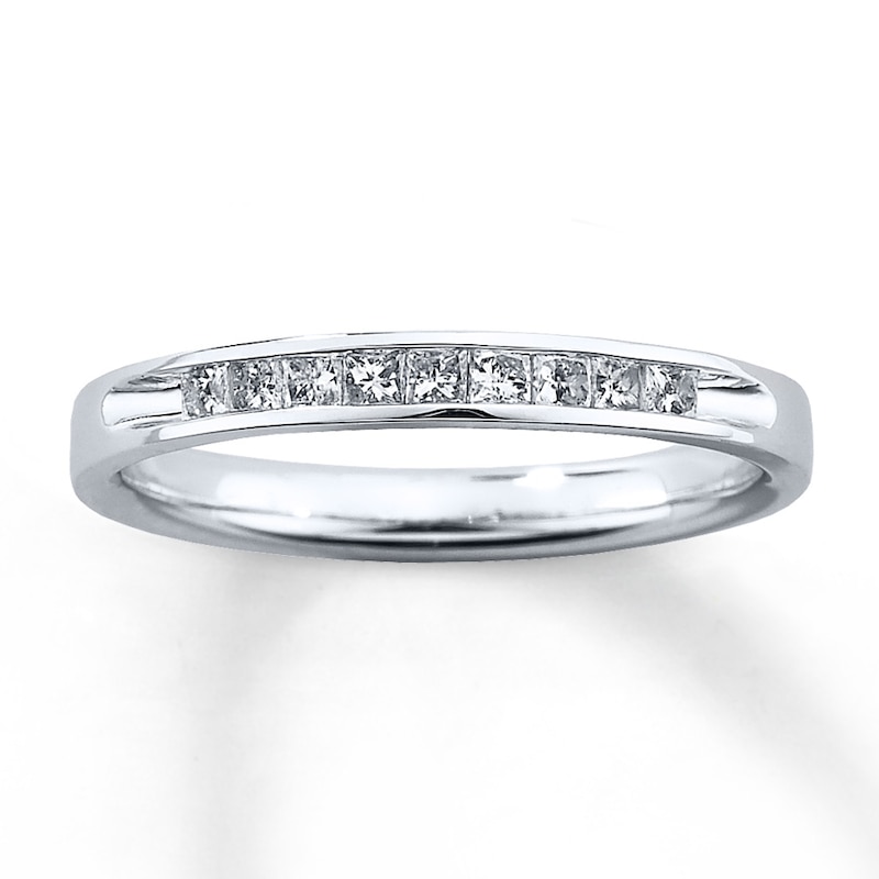 Main Image 1 of Previously Owned Diamond Wedding Band 1/4 ct tw Princess-cut 10K White Gold - Size 9.25
