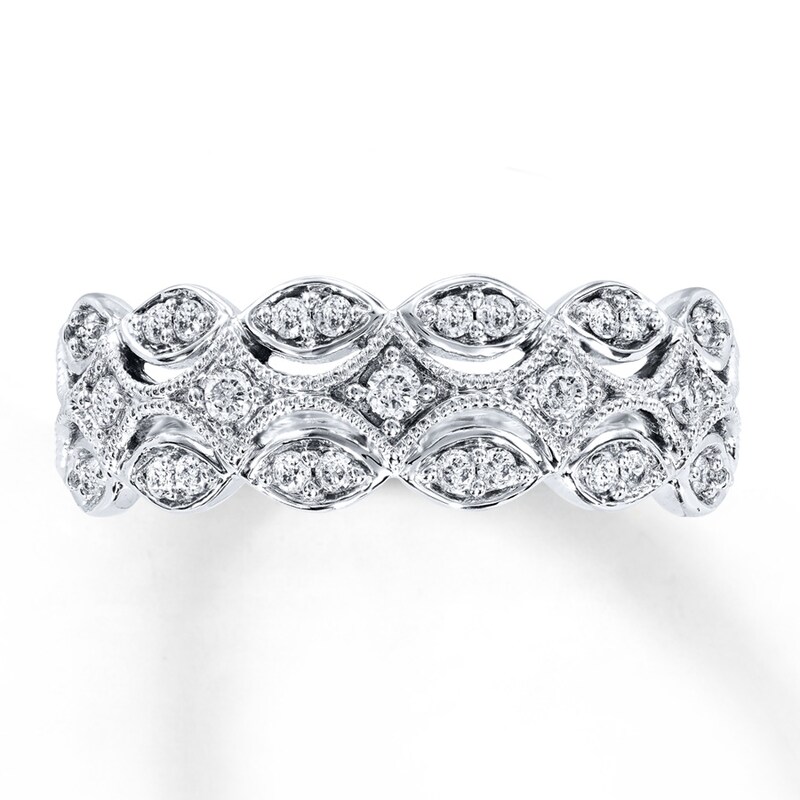 Main Image 1 of Previously Owned Diamond Anniversary Band 1/4 ct tw Round-cut 10K White Gold - Size 9.25