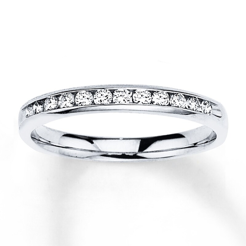 Main Image 1 of Previously Owned Diamond Band 1/4 ct tw Round-cut 10K White Gold Size 4.75