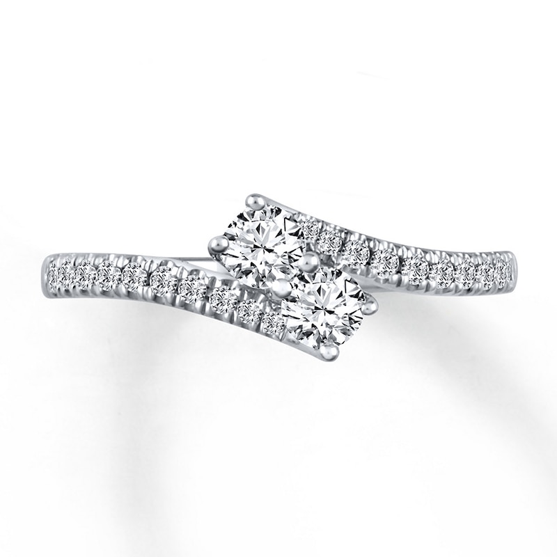 Main Image 3 of Previously Owned Ever Us Two-Stone Anniversary Ring 1/2 ct tw Round-cut Diamonds 14K White Gold Size 9.5