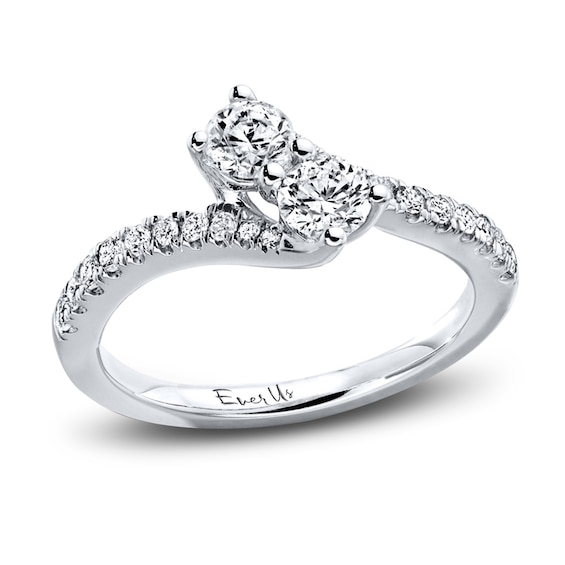 Previously Owned Ever Us Two-Stone Anniversary Ring 3/4 ct tw Round-cut Diamonds 14K White Gold Size