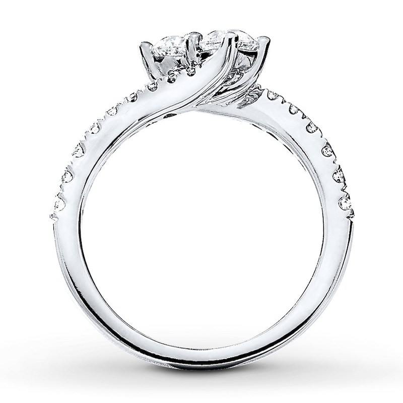 Main Image 4 of Previously Owned Ever Us Two-Stone Anniversary Ring 1 ct tw Round-cut Diamonds 14K White Gold - Size 8.5