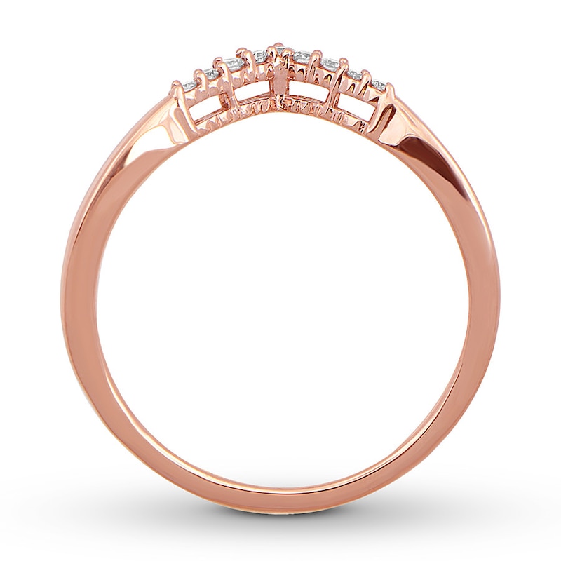 Main Image 2 of Previously Owned Diamond Chevron Ring 1/10 ct tw Round-cut 10K Rose Gold Size 10.5