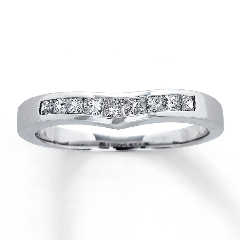 Previously Owned Diamond Enhancer Ring 3/8 ct tw Princess-Cut 14K White Gold - Size 10.25