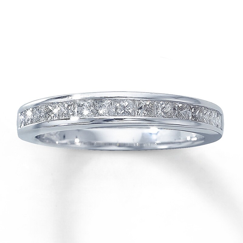 Main Image 1 of Previously Owned Diamond Wedding Band 3/4 ct tw Princess-cut 14K White Gold - Size 6