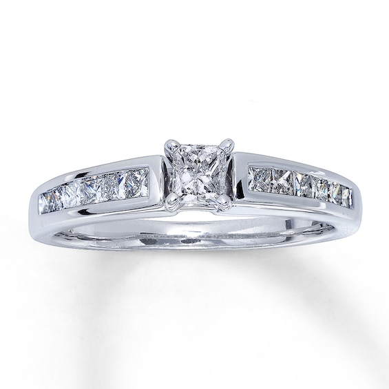 Previously Owned Diamond Engagement Ring 5/8 ct tw Princess-cut 14K White Gold Size 4.25