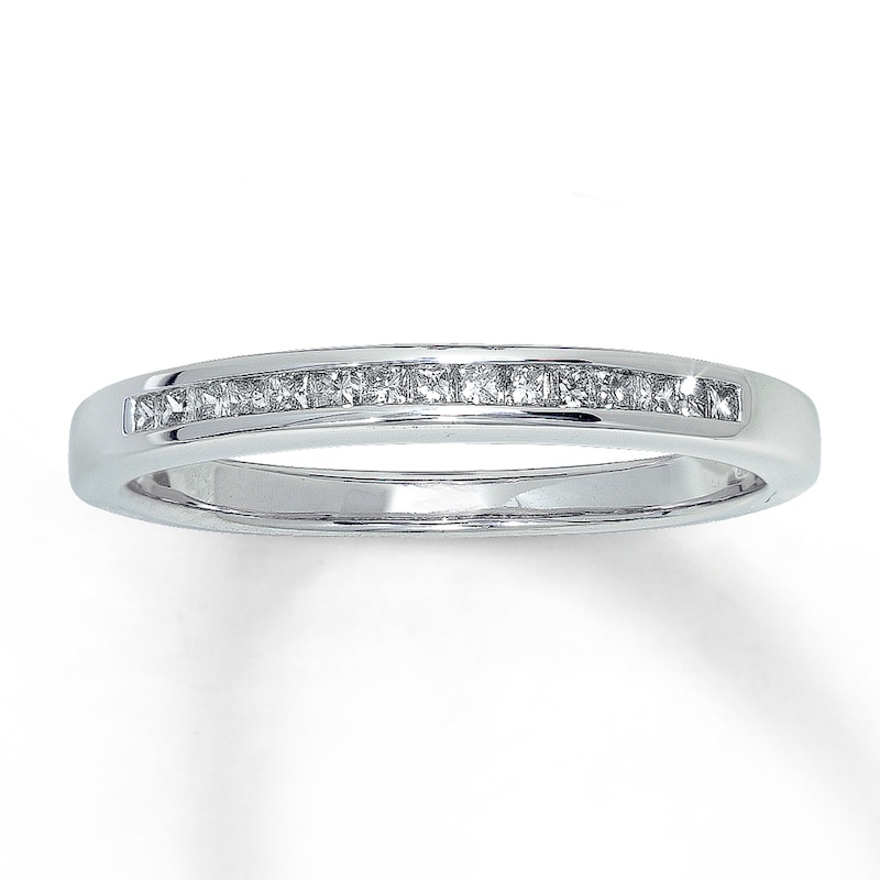 Main Image 1 of Previously Owned Diamond Wedding Band 1/5 ct tw Princess-cut 14K White Gold Size 4.5