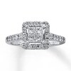 Thumbnail Image 1 of Previously Owned Diamond Engagement Ring 1 ct tw Princess & Round-cut Diamonds 14K White Gold - Size 3.5