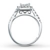 Thumbnail Image 2 of Previously Owned Diamond Engagement Ring 1 ct tw Princess & Round-cut Diamonds 14K White Gold - Size 3.5