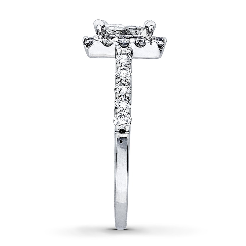 Main Image 3 of Previously Owned Diamond Engagement Ring 1 ct tw Princess & Round-cut Diamonds 14K White Gold - Size 3.5